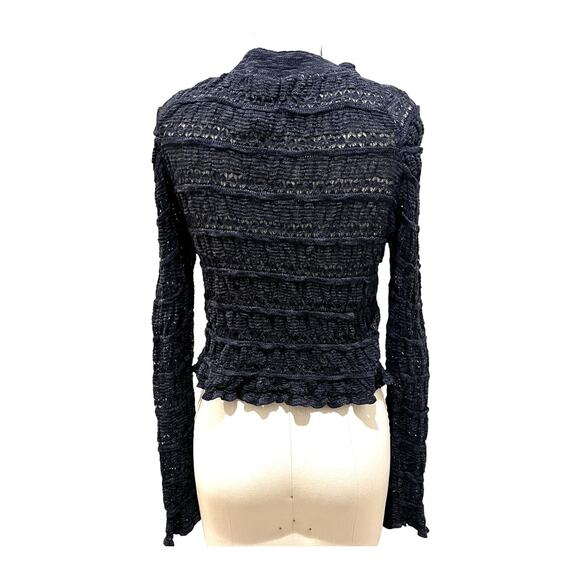 Natural Life Juliet Ruffle Cardigan Sweater Womens Medium Gray Knit Boho - Picture 6 of 11